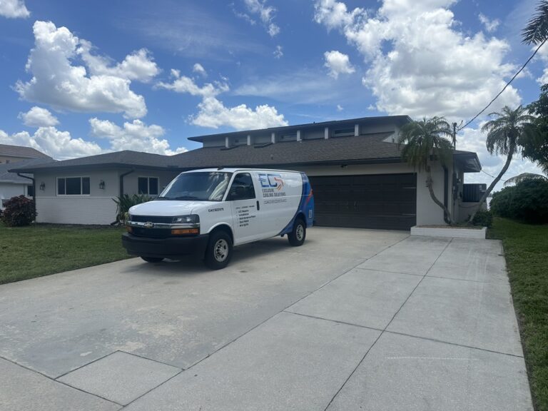 Exclusive Cooling Solutions service van at Cape Coral FL home — same day HVAC service